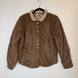 Christopher & Banks Brown Vintage Faux Fleece Sherpa Lined Shearling Jacket